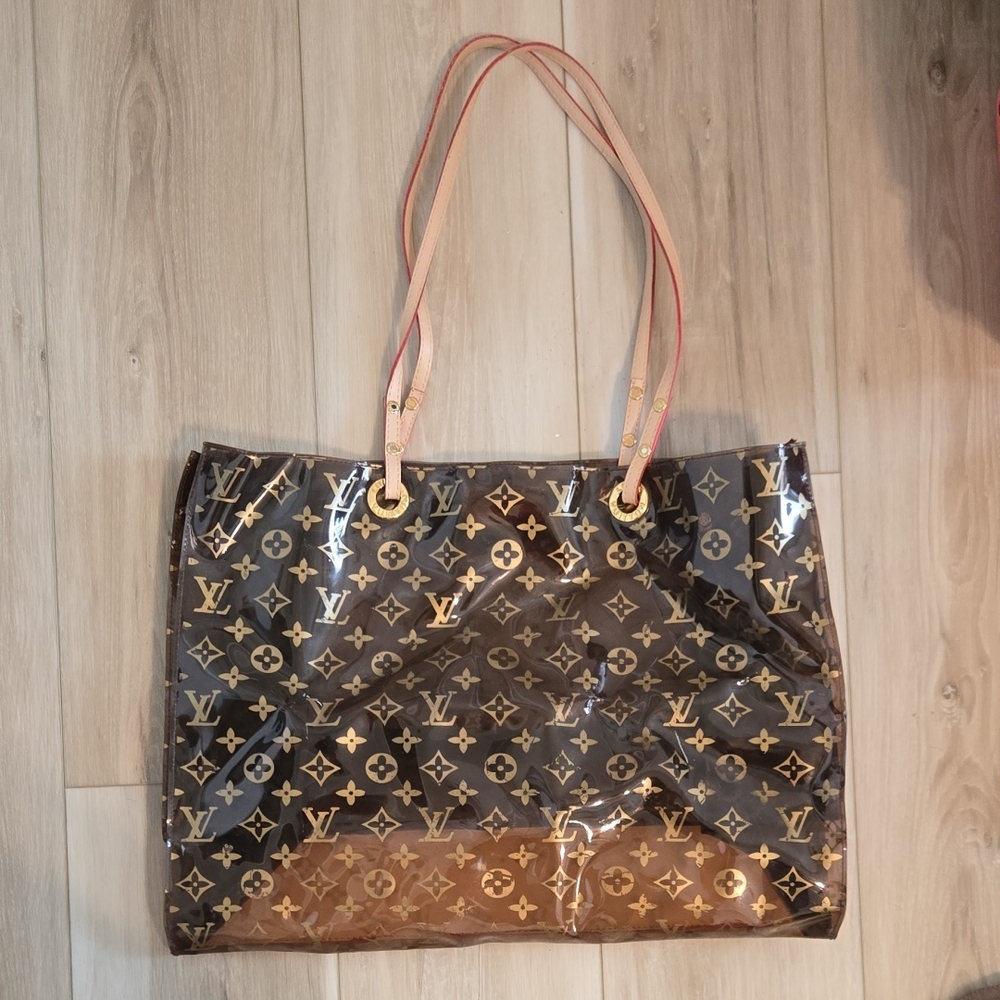 Transparent Designer Tote Bag with Gold Accents